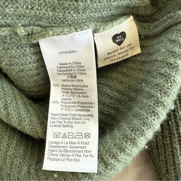 Madewell Olive Green Glenbrook Half-Zip Pullover Sweater Merino Wool Blend - Picture 9 of 9